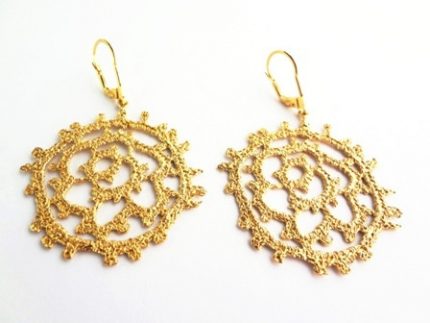 Lace flower style silver gold plated earings