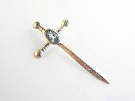 Sword blue stone silver pendant